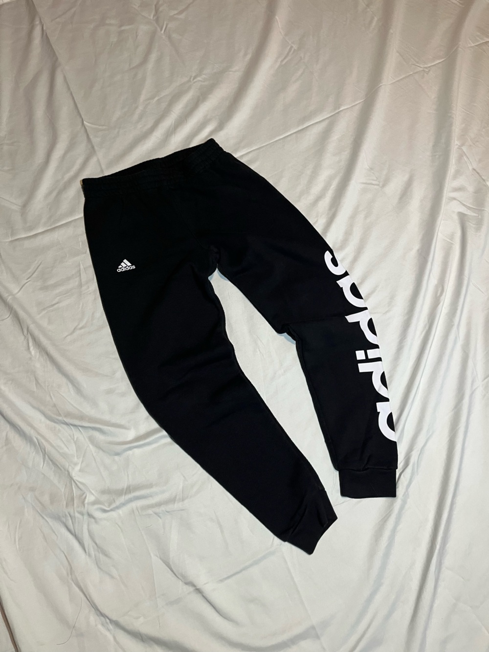 adidas Black Jogger Sweatpants with White Side Logo - Kids